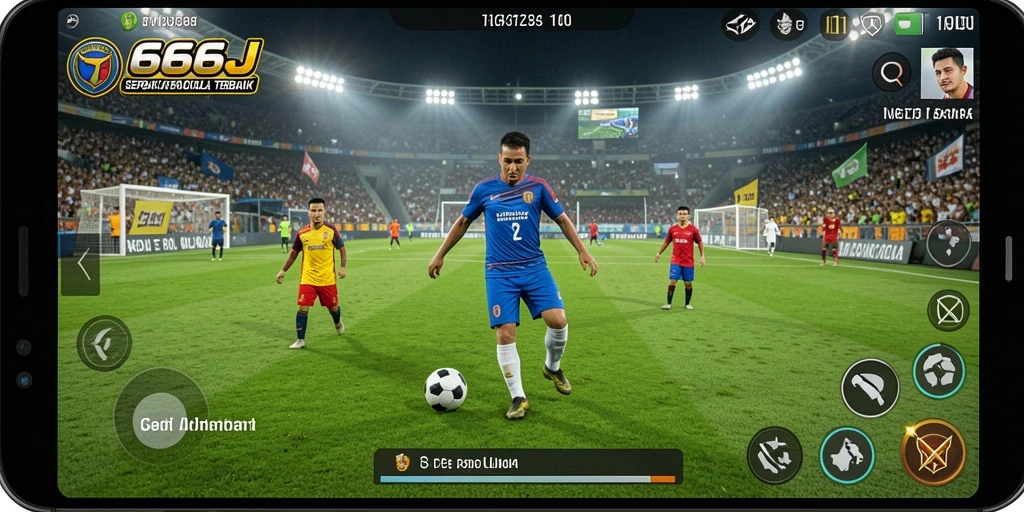 Tampilan gameplay yang seru dalam 666J, nikmati sepak bola tanpa batas.