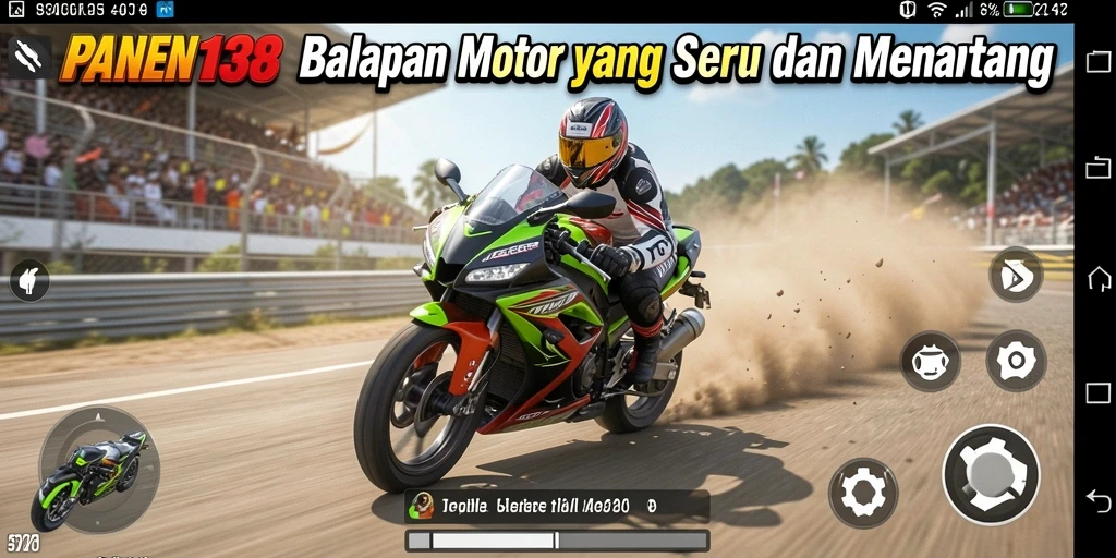 Gameplay balapan motor yang seru dan penuh tantangan.