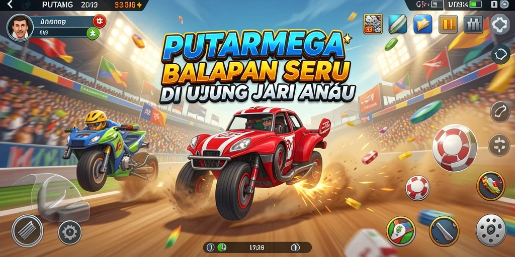 Gameplay balapan seru dalam PUTARMEGA