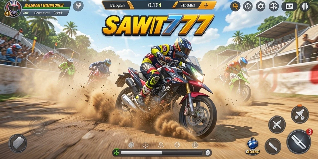 Gameplay SAWIT777 yang mendebarkan dalam balapan motor.