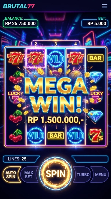 Screenshot dari detail aplikasi brutal77 menunjukkan informasi versi terbaru.